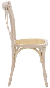 Καρέκλα Dylon pakoworld στοιβαζόμενη white wash ξύλο οξιάς-έδρα φυσικό rattan 48x52x89εκ