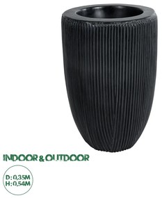 20793 GloboStar® Artificial Garden CASTLE 20793 Διακοσμητικό Πολυεστερικό Τσιμεντένιο Κασπώ Γλάστρα - Flower Pot Μαύρο Φ35 x Υ54cm