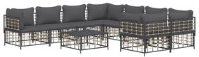 vidaXL Σαλόνι Κήπου Σετ 9 Τεμαχίων Ανθρακί Συνθετικό Ρατάν &amp; Μαξιλάρια