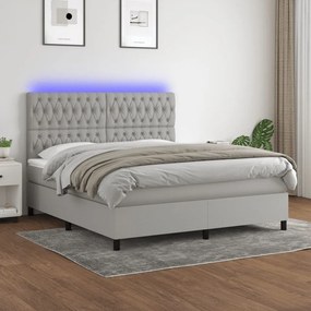 ΚΡΕΒΑΤΙ BOXSPRING ΜΕ ΣΤΡΩΜΑ &amp; LED ΑΝ.ΓΚΡΙ 180X200ΕΚ. ΥΦΑΣΜΑΤΙΝΟ 3135133