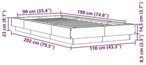 Πλαίσιο Κρεβατιού Καφέ Δρυς 90 x 190 εκ. Επεξεργασμένο Ξύλο - Καφέ