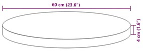 Επιφάνεια Τραπεζιού Στρογγυλή Ø60x4 εκ. από Μασίφ Ξύλο Ακακίας - Καφέ