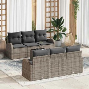 vidaXL Σετ Καναπέ Κήπου 7 pcs Γκρι 55 x 55 x 37 εκ Πολυ ράταν