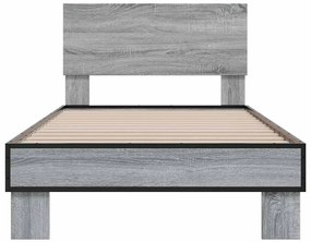 vidaXL Πλαίσιο Κρεβατιού Γκρι Sonoma 100x200 εκ. Επεξ. Ξύλο &amp; Μέταλλο