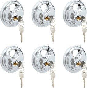 vidaXL Κλειδώματα Discus με Κλειδιά 6 pcs Ασημί 9 x 2.8 x 9 εκ