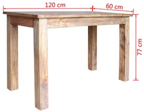 vidaXL Τραπεζαρία 120 x 60 x 77 εκ. από Μασίφ Ξύλο Μαόνι