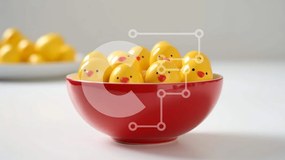 Intra Συλλεκτικό Ξύλινο Παζλ Plywood 4mm - Κόκκινο μπολ με κίτρινα ειδώλια κοτόπουλου Σε Ξύλινο Κουτί - Διαστάσεις: 10x10 cm – 25 κομμάτια