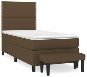 Κρεβάτι Boxspring με Στρώμα Σκούρο Καφέ 90x200 εκ. Υφασμάτινο - Καφέ