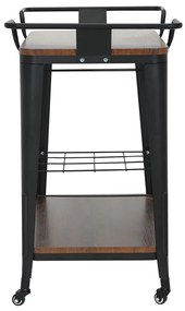RELIX Trolley Bar-Pro Μέταλλο Βαφή Μαύρο, MDF Απόχρωση Καρυδί 74x49x82cm
