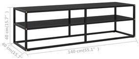 vidaXL Έπιπλο Τηλεόρασης με Μαύρο Γυαλί 140 x 40 x 40 εκ.