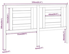 vidaXL Κεφαλάρι Κρεβατιού 156 x 4 x 100 εκ. από Μασίφ Ξύλο Πεύκου