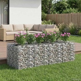 vidaXL Ανασηκωμένο κρεβάτι gabion 2 pcs Ασημί