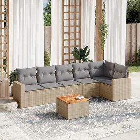 vidaXL Patio Sofa Set 7-θέσια Μικτό μπεζ και γκρι