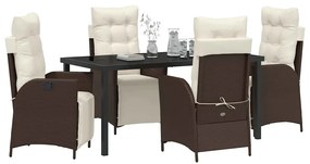 vidaXL Σέτ φαγητού για κήπο 5 pcs Καφέ Πολυ ράταν
