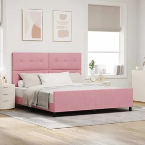 vidaXL Σκελετός Κρεβατιού με κεφαλάρι Ροζ 180 x 200 cm Βελούδο