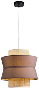 Φωτιστικό Κρεμαστό Μονόφωτο Διπλό 1xE27 D350x H1500mm Ύφασμα-Ράταν Viokef Rika 4306000
