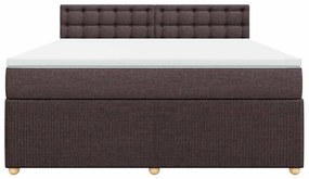 vidaXL Κρεβάτι Boxspring με Στρώμα Σκούρο Καφέ 180x200 εκ Υφασμάτινο