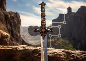 Intra Συλλεκτικό Ξύλινο Παζλ Plywood 4mm - Ξίφος που στηρίζεται σε βράχους Σε Ξύλινο Κουτί - Διαστάσεις: 10x10 cm – 25 κομμάτια