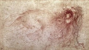 Αναπαραγωγή Sketch of a roaring lion, Leonardo da Vinci