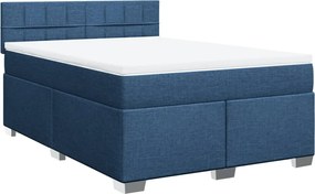 vidaXL Κρεβάτι Boxspring με Στρώμα Μπλε 160x200 εκ. Υφασμάτινο