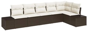 vidaXL Σετ Καναπέ Κήπου 6 pcs Καφέ και Κρέμα συνθετικό ρατάν