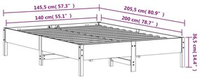 ΠΛΑΙΣΙΟ ΚΡΕΒΑΤΙΟΥ ΚΑΦΕ ΚΕΡΙΟΥ 140X200ΕΚ ΑΠΟ ΜΑΣΙΦ ΞΥΛΟ ΠΕΥΚΟΥ 842701