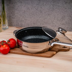 Oliver Voltz OV51210R20B Σετ κατσαρόλας και τηγανιών, 20 τεμαχίων, πολυστρωματικός πυθμένας, επαγωγή, ανοξείδωτο ατσάλι, αξεσουάρ, ασημί