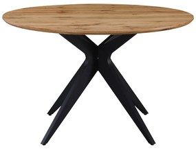 Τραπέζι Toda pakoworld mdf σε sonoma απόχρωση με μαύρα μεταλλικά πόδια Φ120x75εκ (1 τεμάχια)