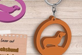 Intra απο ξύλο plywood 3mm-4mm πάχος - Dachshund Keychain , Dog Lovers Gift Δίασταση 4x4 cm INTRAFABR-90125124