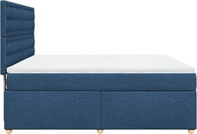 vidaXL Κρεβάτι Boxspring με Στρώμα Μπλε 180x200 εκ. Υφασμάτινο