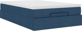 vidaXL Οθωμανικό κρεβάτι με στρώμα μπλε 120x190 cm ύφασμα