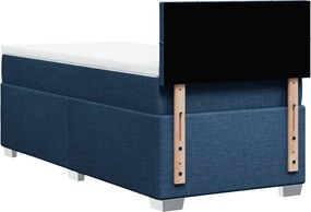vidaXL Κρεβάτι Boxspring με Στρώμα Μπλε 90x200 εκ.Υφασμάτινο
