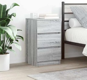 vidaXL Κομοδίνα με 3 συρτάρια 2 τεμάχια Γκρι Sonoma 39x35x65 εκ.