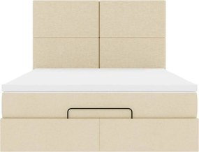vidaXL Οθωμανικό κρεβάτι με στρώμα Cream 140x190cm ύφασμα