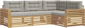 vidaXL Σειρά Καναπέ Εξωτερικού 4 pcs Λευκό και Ανοιχτό Γκρι