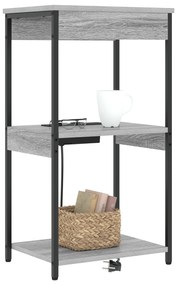 vidaXL Κομοδίνο με Σταθμό Φόρτισης Γκρι sonoma Επεξεργασμένο ξύλο