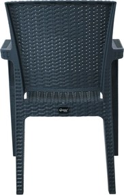 LORA Πολυθρόνα Κήπου Στοιβαζόμενη, PP (Rattan Look) Απόχρωση Ανθρακί   1τμχ