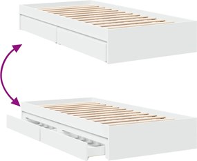 vidaXL Πλαίσιο Κρεβατιού με Συρτάρια Χωρίς Στρώμα Λευκό 90x200 εκ.