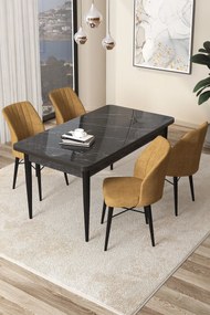 Dining Table &amp; Chairs Set (5 Pieces) Arp - Black Marble, Cappuccino Black Marble
Cappuccino