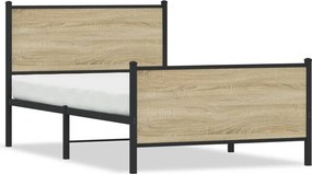 vidaXL Σκελετός Κρεβ. Χωρίς Στρώμα Sonoma Δρυς 107x203 εκ. Μεταλλικό