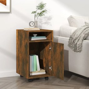 vidaXL Ντουλάπι με Ροδάκια Καπνιστή Δρυς 33x38x60 εκ. Επεξεργ. ξύλο