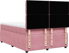 vidaXL Κρεβάτι Boxspring με Στρώμα Ροζ 140x190 εκ. Βελούδινο
