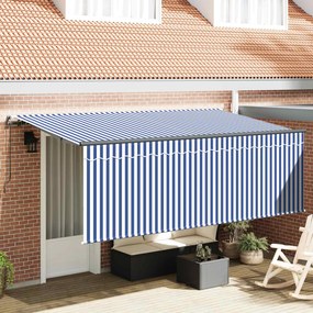 vidaXL Αναδιπλούμενη τέντα Μπλε και άσπρο 400 x 200 cm