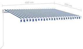 Τέντα Συρόμενη Χειροκίνητη με LED Μπλε / Λευκό 450 x 350 εκ. - Μπλε