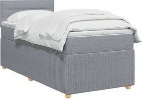 vidaXL Κρεβάτι box spring με στρώμα Ανοιχτό γκρι 90 x 190 cm Ύφασμα