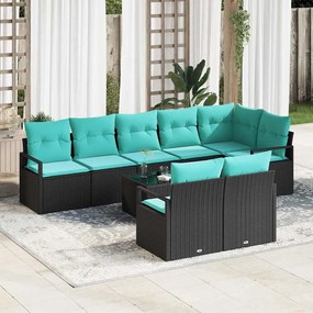 vidaXL Σετ Καναπέ 9 pcs Μαύρο συνθετικό ρατάν