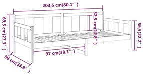 Καναπές Κρεβάτι Καφέ Μελί 80 x 200 εκ. από Μασίφ Ξύλο Πεύκου - Καφέ