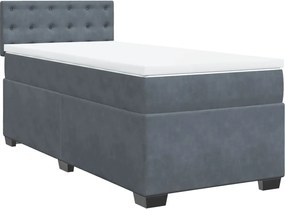 vidaXL Κρεβάτι Boxspring με Στρώμα Σκούρο Γκρι Single Βελούδινο