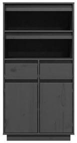 vidaXL Ντουλάπι Ψηλό Γκρι 60x40x116,5 εκ. από Μασίφ Ξύλο Πεύκου