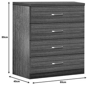 Συρταριέρα Killian με 4 συρτάρια zebrano 80x40x80εκ 80x40x80 εκ.